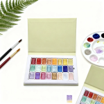 24 Color Solid Watercolor Paint Set Basic Neone Glitter Watercolor Pigments for Drawing Art Paint Supplies - Image 4