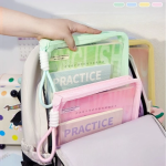 File Folders Transparent Macaron A4 File Bag Large Capacity Textbook Zipper Student Portable Thickened Waterproof Storage Bag - Image 3