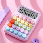 Cute Candy Color Calculator with Mechanical Keypad, 1pc 12-Digit Desktop Calculator for Office & School Stationery - Image 2