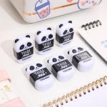 1pcs Panda Mood Eraser with Pencil Sharpener Rubber Cleaning Tools Office School Student A7419 - Image 2