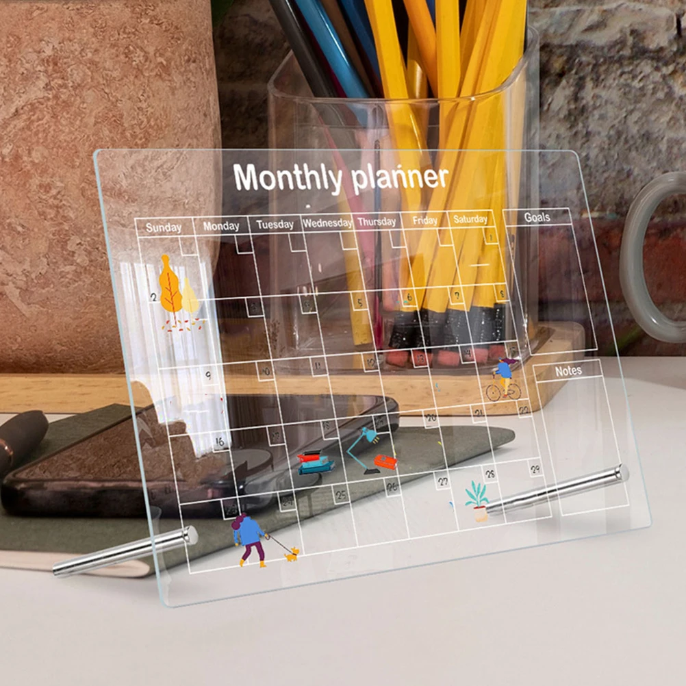 kf-Sad19877c429c40dba9a083ab0429da67b Desk Dry Erase Board Multi Function Memo Acrylic Note Board Home Office Writing Planner Whiteboard Presentation Supplies - Image 1