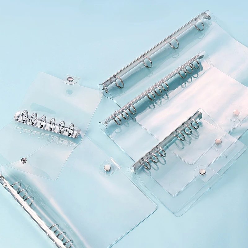 kf-Sd868e6036ea3411e8021a2bb7d993cb5X A5 A6 A7 B5 A4 Transparent Double Button Loose Leaf Binder Notebook Cover Note Book Journal Planner Office Stationery Supplies - Image 1